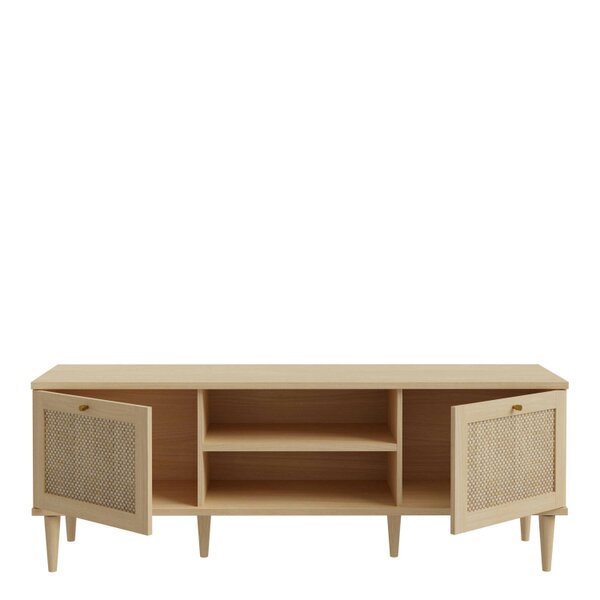 Wyld Haus Mallowmoss Rattan and Wood 2 Door 1 Shelf TV Unit