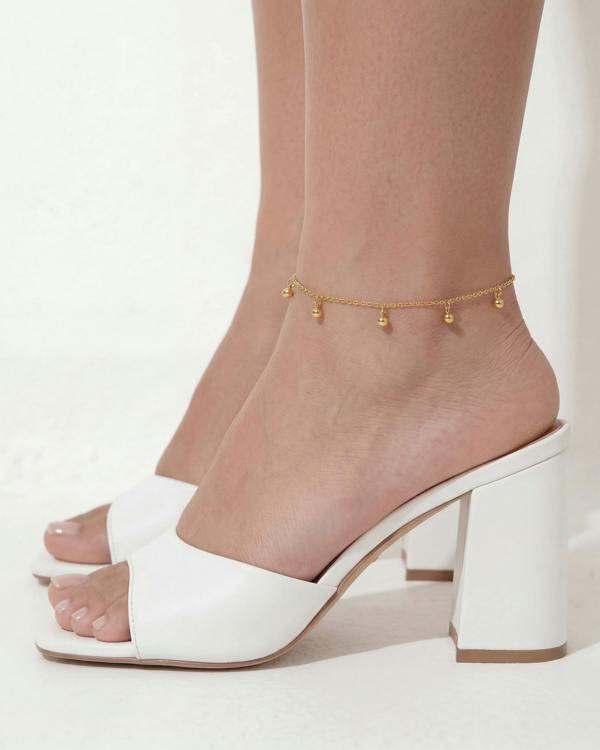 Elk & Bloom Tiny 14K Gold Beaded Drop Satellite Anklet