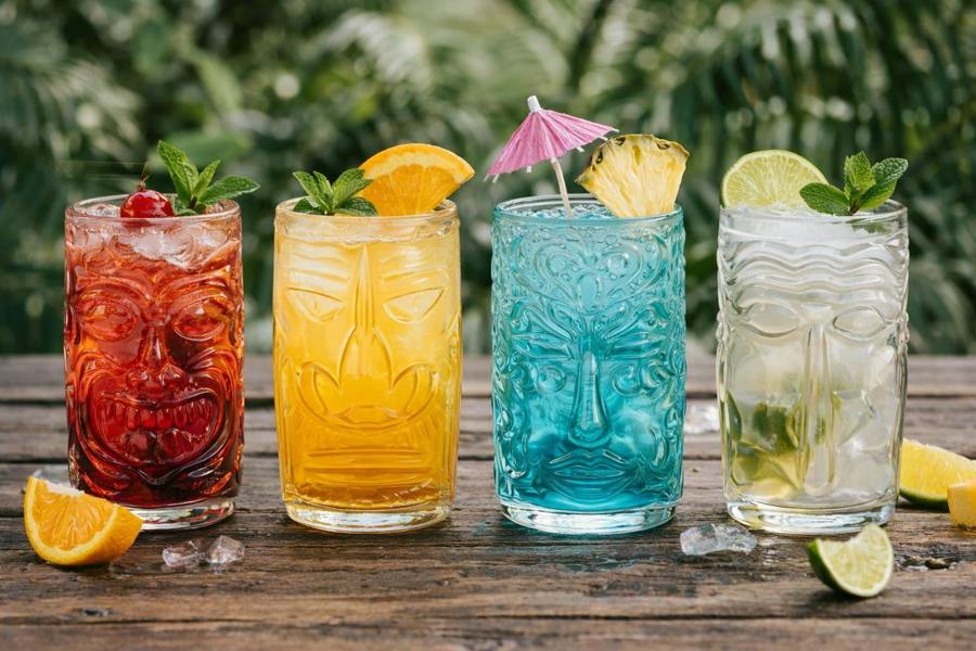 Complete Tiki Collection High Ball Glasses - Set of 4