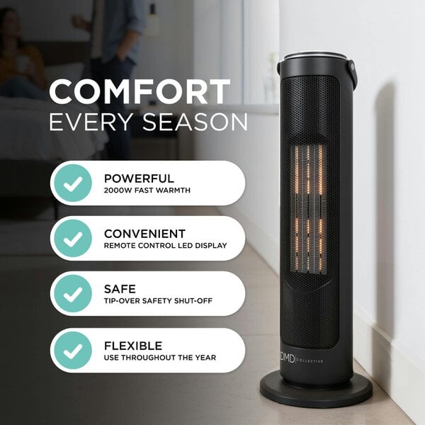 DMD Collective 20" Ceramic Tower Heater with Remote & Timer 2000W
