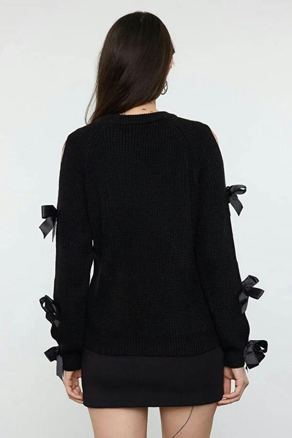 WOVCOR Sleeve Bow Detail Knitted Sweater