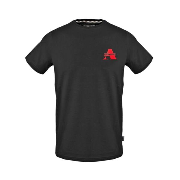 Aquascutum Mens Contrast Logo Crew Neck T-Shirt - Black - 