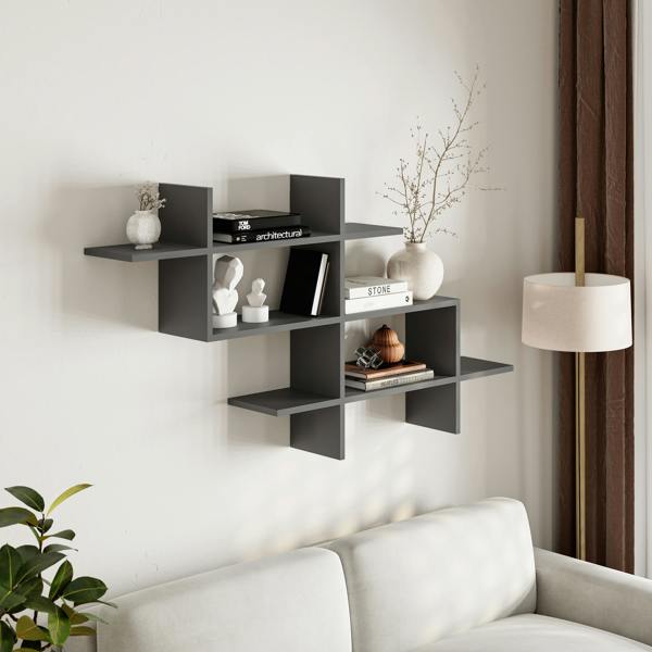 Decortie Halic 3 Tiers Wall Mounted Shelf Modern Floating Bookcase 150cm