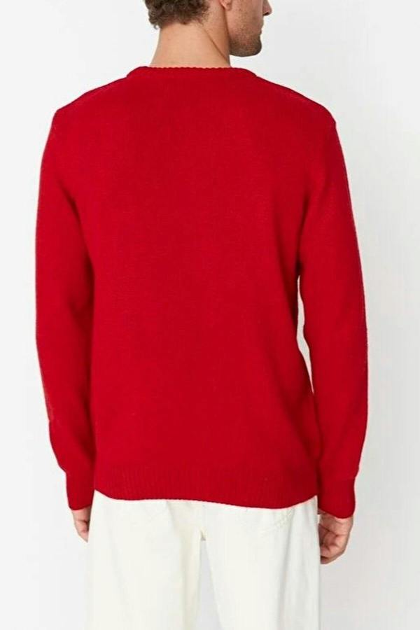 WOVCOR Crew Neck Deer Patterned Christmas Knit Men's Sweater