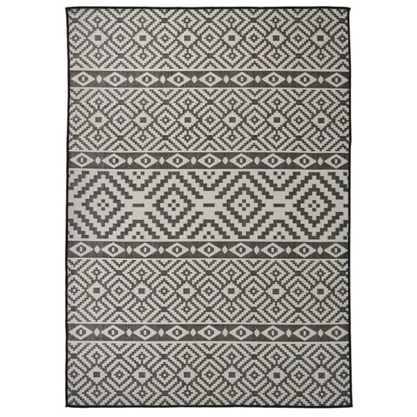 Berkfield Outdoor Flatweave Rug 120x170 cm Black Stripes