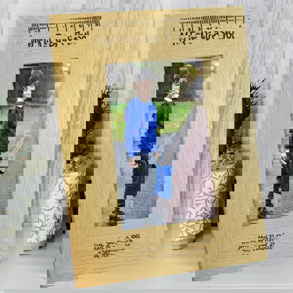 Personalised Memento Company Personalised Oak Finish 6x4 My First Day At School Photo Frame