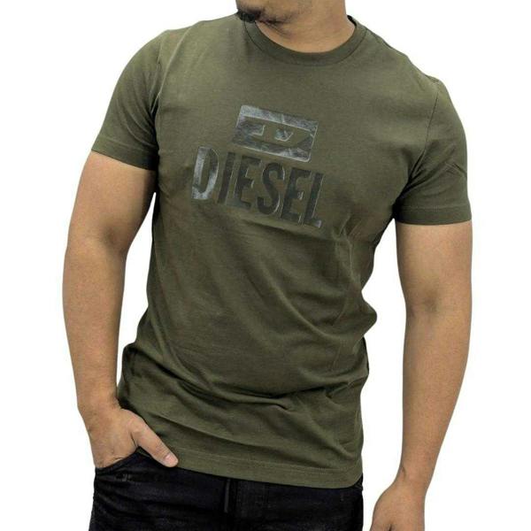Diesel Mens Monotone Logo T-Shirt - Green - 