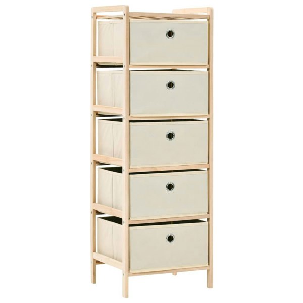 Berkfield Storage Rack with 5 Fabric Baskets Cedar Wood Beige