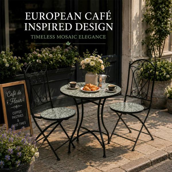 60cm Leaf Mosaic Bistro Set image 10