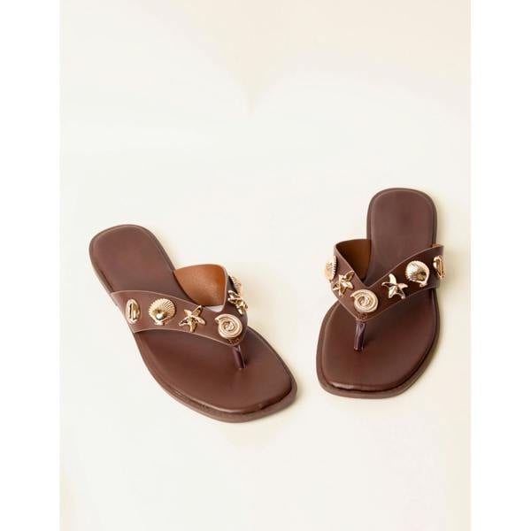 Blue Vanilla Sea Life Embellished Flip Flops