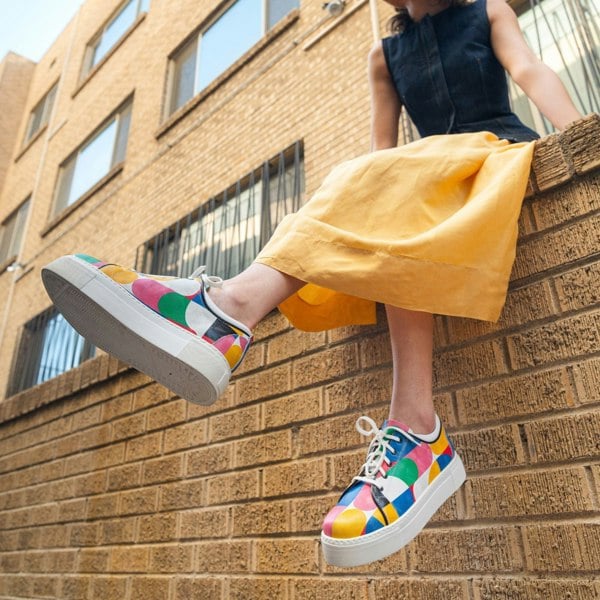 Embassy London Camila - Groovy - Women's white sole trainer in colourful Italian leather