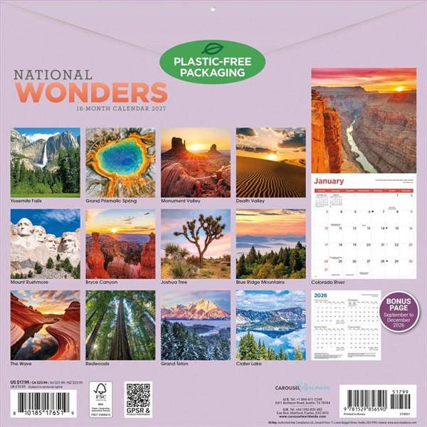 National Wonders Calendar 2027, Wall Calendars, Month To View, Natural World, Gift