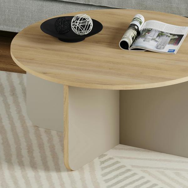 Decortie Hillary Modern Round Soft Coffee Table 80cm Circle Centre Table Curved Design Legs for Living Room,Office