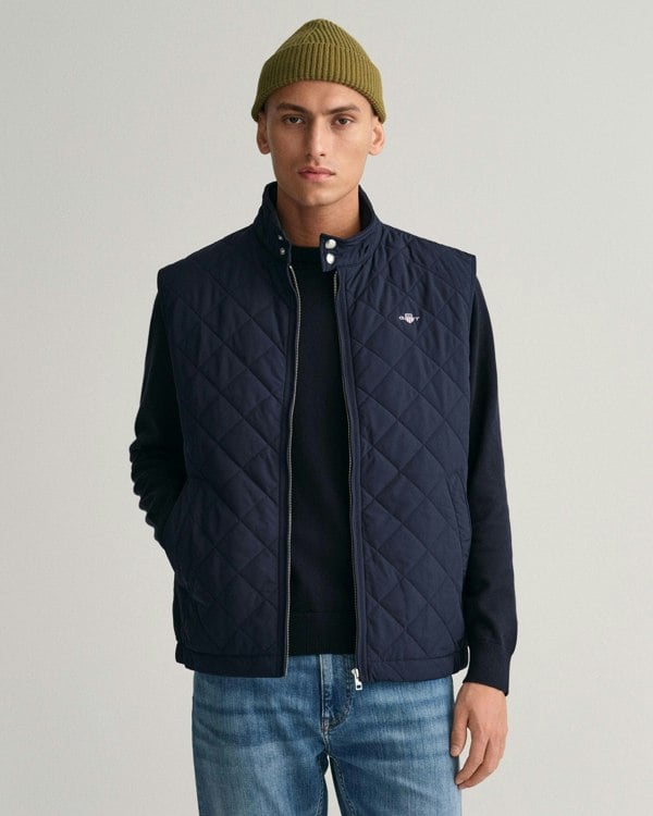 GANT Mens Quilted Windcheater Vest - 433 Evening Blue