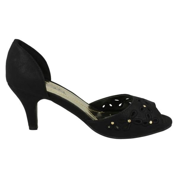 Spot On Ladies Spot On Peep Toe Slip On Court Shoe