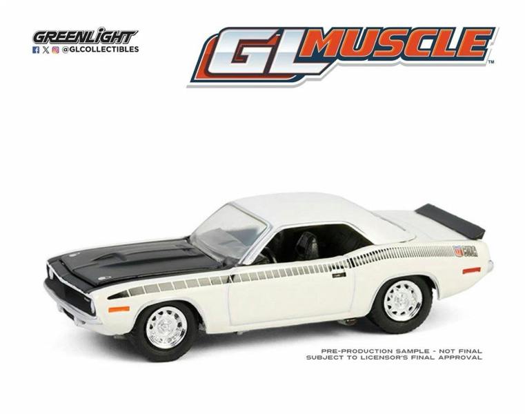 MCSlots Plymouth AAR Barracuda1970 Alpine White 1:64 Scale Greenlight 13360C