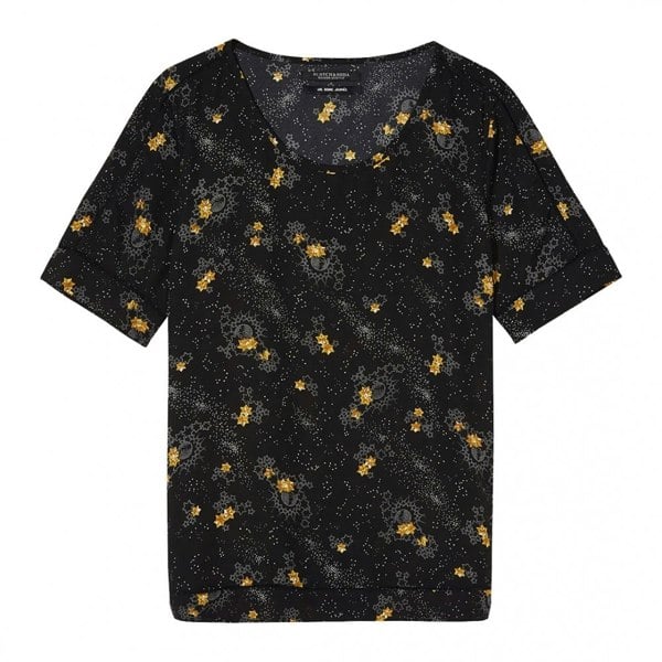 Maison Scotch Silky Feel Printed Ladder Tape Detail Womens Blouse