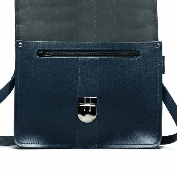 Navy Leather Shoulder Bag - Shoulder Bag - Zatchels