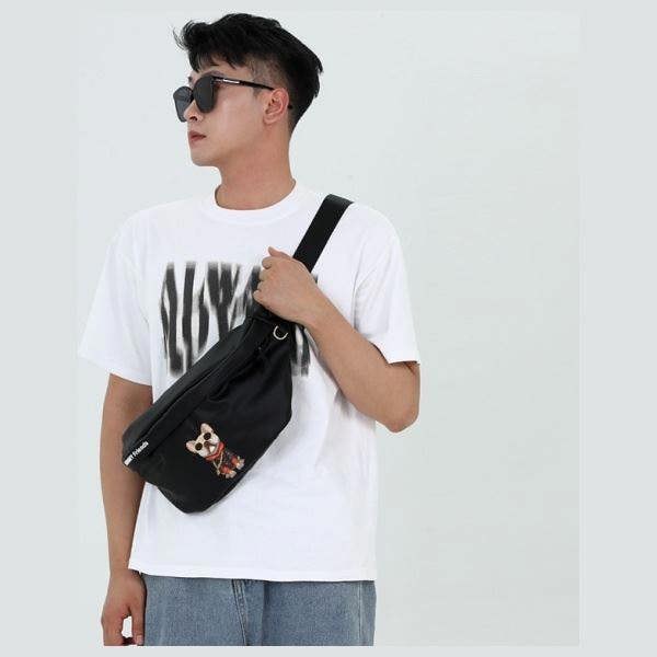 Nimmy Friends Glasses Cool Dog Shoulder Crossbody Bag Black - N-YJ-XB-01