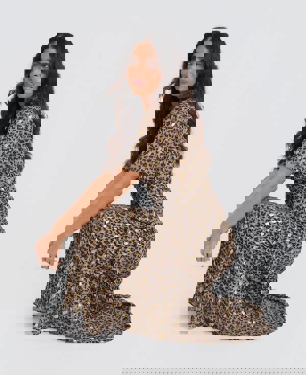 Ruffle brown Midi Dress