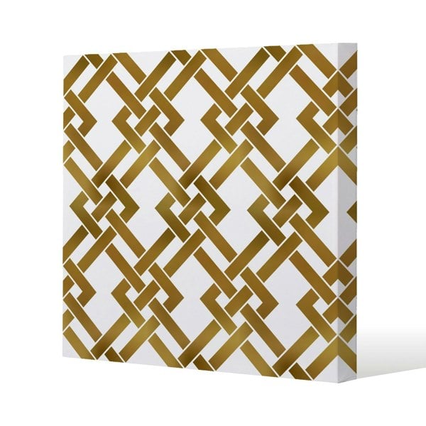 Benjamin Tate Design Gold Geometric Chain Slim Style Canvas Print  40x40cm , 15mm Slim Real wood.
