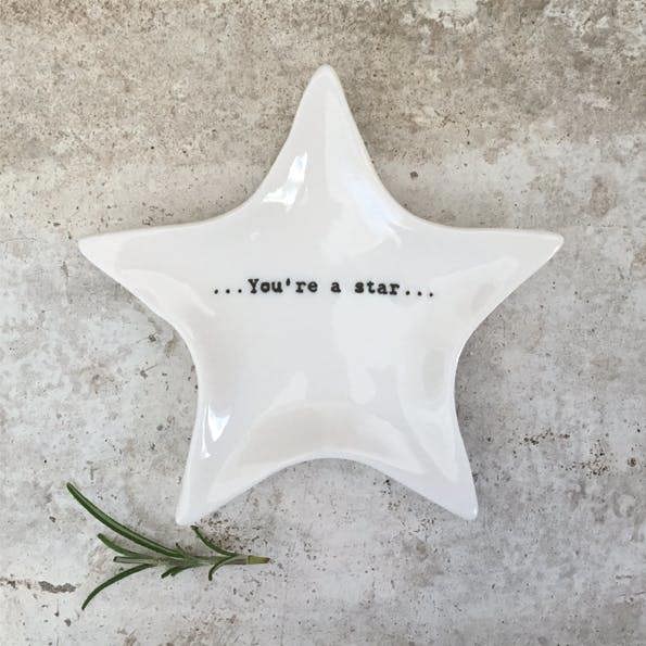 Wobbly Star Porcelain Dish “You’re a Star” – Small Trinket Dish