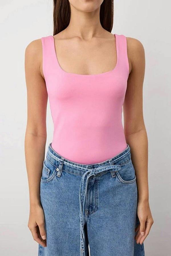 WOVCOR Square Neck Knit Bodysuit