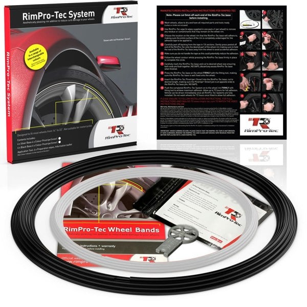RimPro-Tec Group 4x Black Base's 4x White Pinstripe's / RimPro-Tec® Wheelbands™ car wheel styling kit