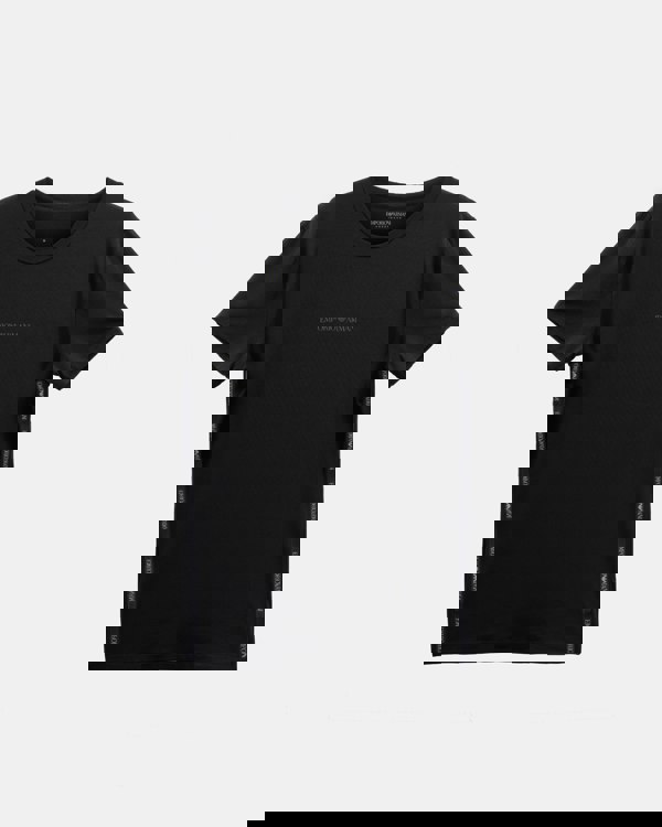 Emporio Armani Mens 2 Pack Logo Tape Loungewear Tops  - Black/Black MC005 - CHO - Designer Mens Loungewear