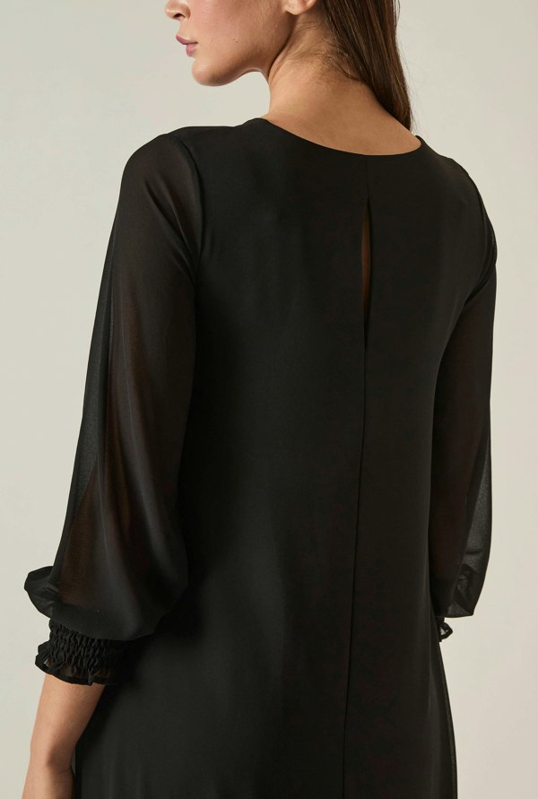 James Lakeland Maxi Wave Hem Black Dress