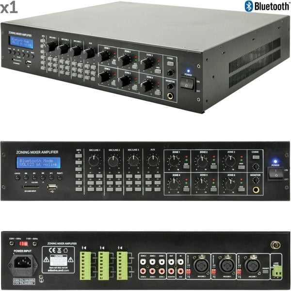 6 Zone Matrix Bluetooth Mixer Amplifier Amp 12 Speaker System Switch Splitter PA