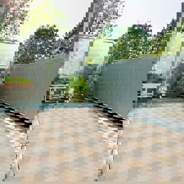 Beige Checkered Outdoor Rug for Garden | The Rugs