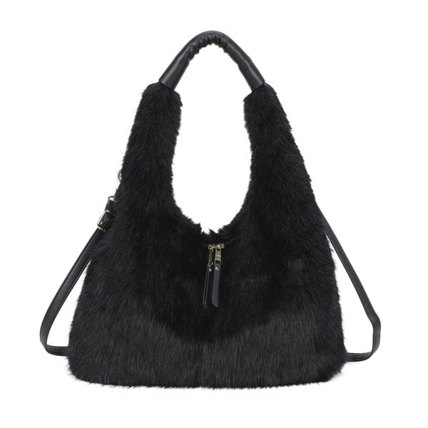 Kitise Spacious Faux Fur Hobo Shoulder Bag Crossbody Strap