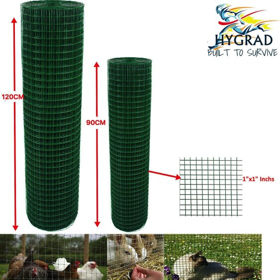 HYGRAD BUILT TO SURVIVE PVC-Coated Galvanised Chicken Wire Mesh, 1" × 1" Welded – 20 Gauge | HYGRAD®