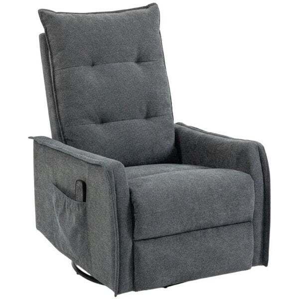 Recliner Armchair, Chenille Recliner Chair with Massage and Heat, 360° Swivel Rocking Manual Recliner, Dark Grey
