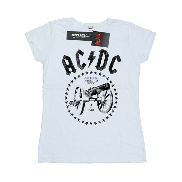 AC/DC Womens We Salute You Cannon Cotton T-Shirt - White