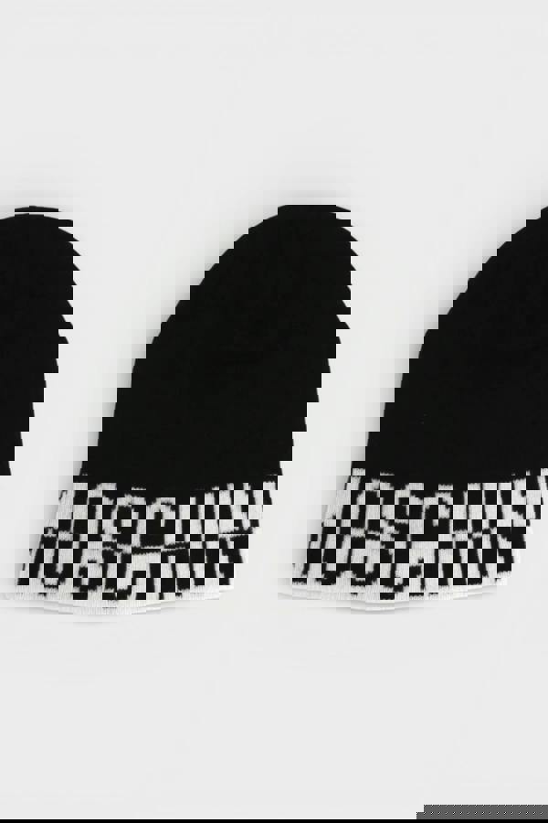 Moschino Logo Beanie Black White