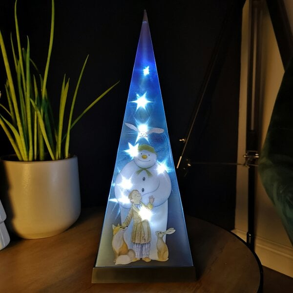 Samuel Alexander 35cm Battery Operated Laser Pyramid Christmas Decoration - The Snowman and Friends