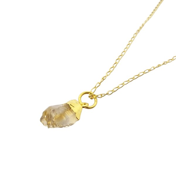 Raw Citrine November Birthstone Gold Plated Necklace