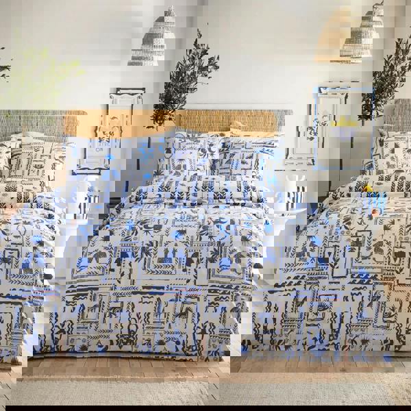 Furn Frieze Duvet Cover Set - Blue/White