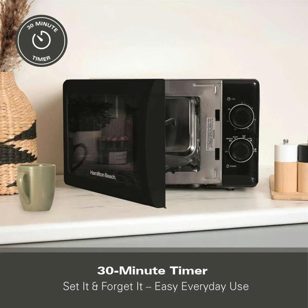 Hamilton Beach 20L Manual Black Microwave With Stainless Steel Cavity - Hamilton Beach UK