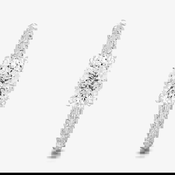 Starbright Silver Four Claw Round Cubic Zirconia Double Shouldered Ring R6154 3A