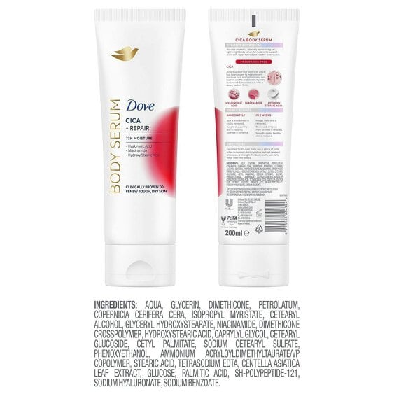 Dove Cica Repair Body Serum Hyaluronic Acid Niacinamide Moisturiser, 12x200ml