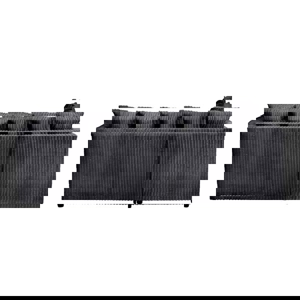 SQUAREBOXX Dylan Jumbo Cord 4 Seater Fabric Corner Sofa in Black