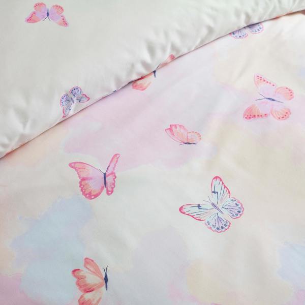 Catherine Lansfield Ombre Butterflies Reversible Duvet Cover Set Pink