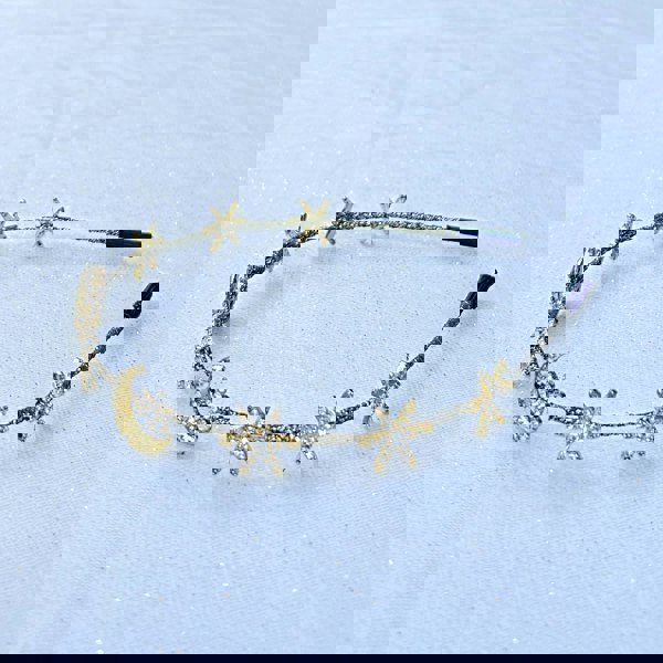 Star Headband Moon Hair Accessory Gold Diamante