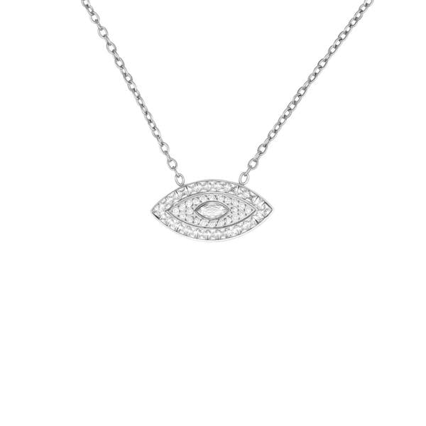 Say It With Full CZ Evil Eye Necklace - Silver