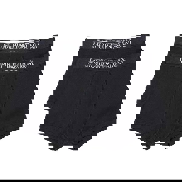 Emporio Armani Mens Cotton Ribbed Boxer Shorts (Pack of 2) - Black