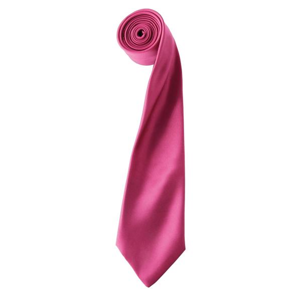 Premier Mens Plain Satin Tie (Narrow Blade) - Hot Pink