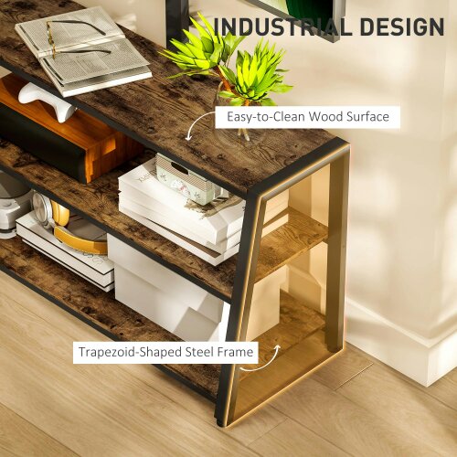 Wyld Haus Avaden Dark Brown Industrial TV Stand With 35 Degree Swivel Mount